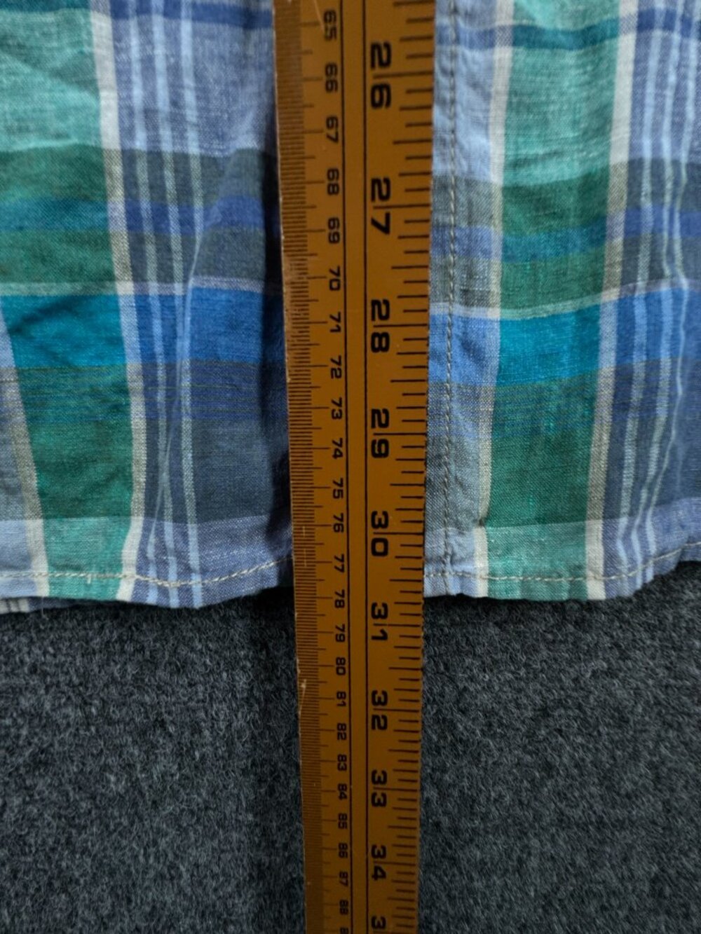 Tommy Bahama All Linen Plaid Logo Large Blue Green Button Up Long Sleeve Beach - Picture 8 of 16